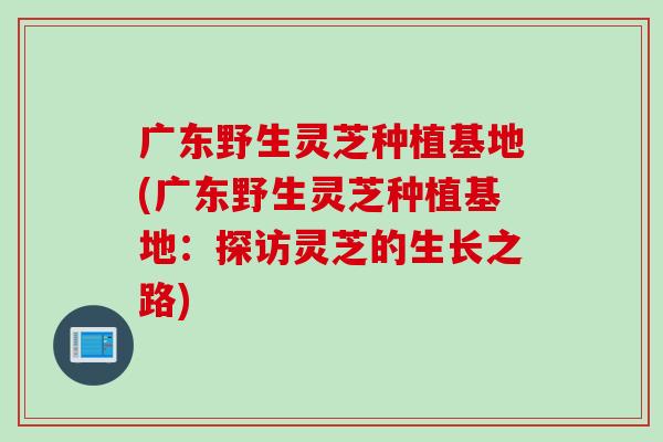 广东野生灵芝种植基地(广东野生灵芝种植基地：探访灵芝的生长之路)
