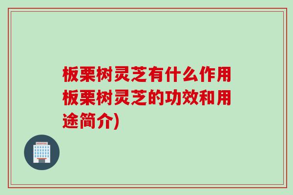 板栗树灵芝有什么作用板栗树灵芝的功效和用途简介)