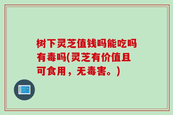 树下灵芝值钱吗能吃吗有毒吗(灵芝有价值且可食用，无毒害。)