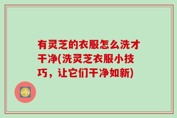 有灵芝的衣服怎么洗才干净(洗灵芝衣服小技巧，让它们干净如新)