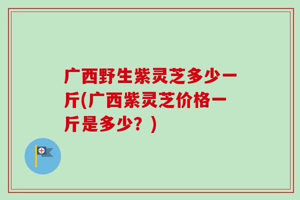 广西野生紫灵芝多少一斤(广西紫灵芝价格一斤是多少？)