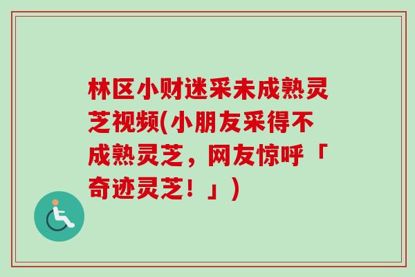 林区小财迷采未成熟灵芝视频(小朋友采得不成熟灵芝，网友惊呼「奇迹灵芝！」)