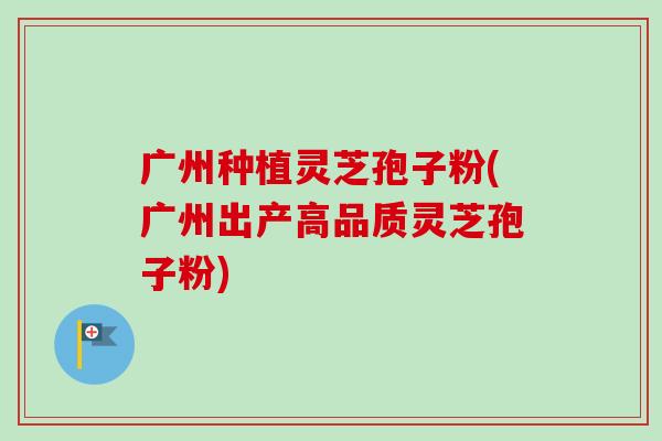 广州种植灵芝孢子粉(广州出产高品质灵芝孢子粉)