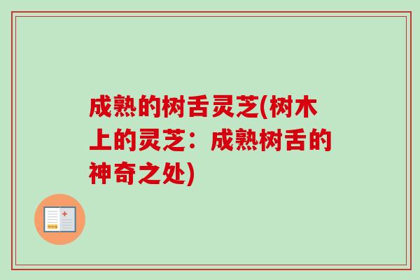 成熟的树舌灵芝(树木上的灵芝：成熟树舌的神奇之处)