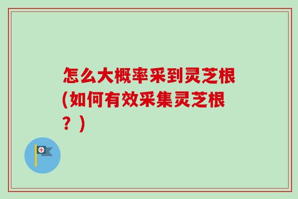 怎么大概率采到灵芝根(如何有效采集灵芝根？)