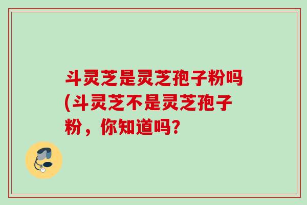 斗灵芝是灵芝孢子粉吗(斗灵芝不是灵芝孢子粉，你知道吗？