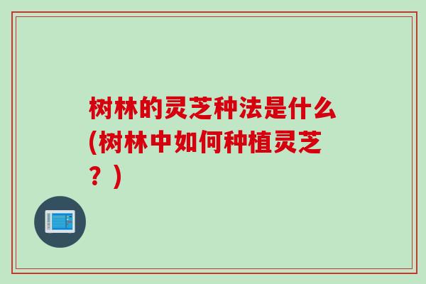 树林的灵芝种法是什么(树林中如何种植灵芝?) 树林的灵芝种法是什么(树林中如何种植灵芝?)
