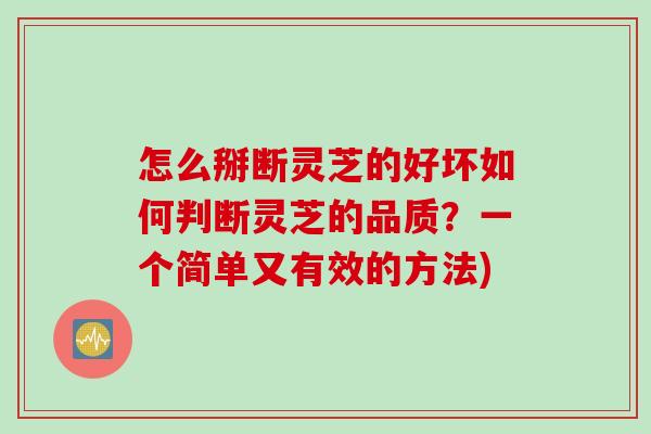 怎么掰断灵芝的好坏如何判断灵芝的品质？一个简单又有效的方法)