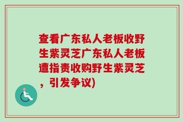 查看广东私人老板收野生紫灵芝广东私人老板遭指责收购野生紫灵芝，引发争议)