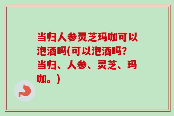 当归人参灵芝玛咖可以泡酒吗(可以泡酒吗？当归、人参、灵芝、玛咖。)