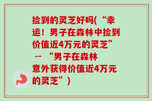 捡到的灵芝好吗(“幸运！男子在森林中捡到价值近4万元的灵芝” -- “男子在森林意外获得价值近4万元的灵芝”)