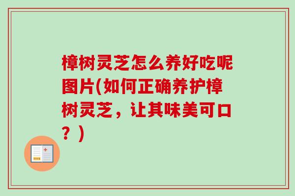 樟树灵芝怎么养好吃呢图片(如何正确养护樟树灵芝，让其味美可口？)