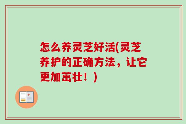 怎么养灵芝好活(灵芝养护的正确方法，让它更加茁壮！)
