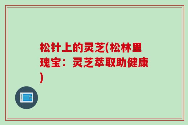 松针上的灵芝(松林里瑰宝：灵芝萃取助健康)