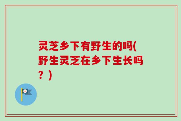 灵芝乡下有野生的吗(野生灵芝在乡下生长吗？)