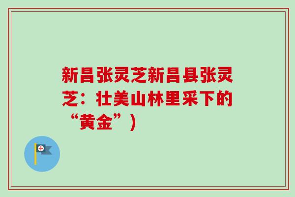 新昌张灵芝新昌县张灵芝：壮美山林里采下的“黄金”)