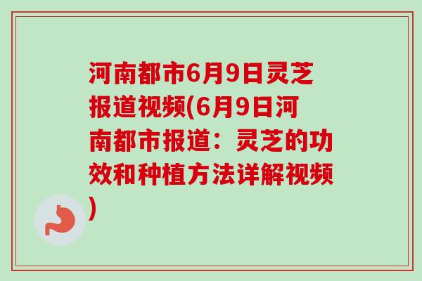 河南都市6月9日灵芝报道视频(6月9日河南都市报道：灵芝的功效和种植方法详解视频)
