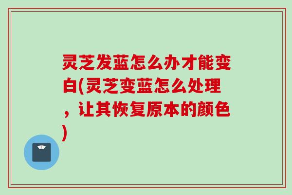 灵芝发蓝怎么办才能变白(灵芝变蓝怎么处理，让其恢复原本的颜色)