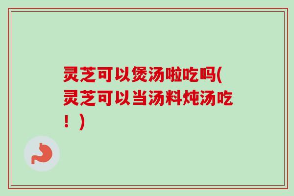灵芝可以煲汤啦吃吗(灵芝可以当汤料炖汤吃！)