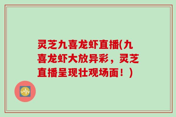 灵芝九喜龙虾直播(九喜龙虾大放异彩，灵芝直播呈现壮观场面！)