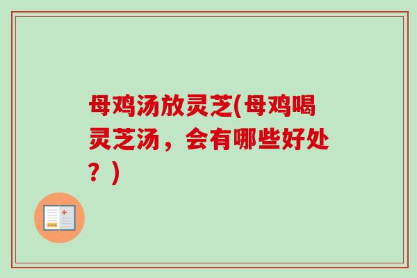 母鸡汤放灵芝(母鸡喝灵芝汤，会有哪些好处？)