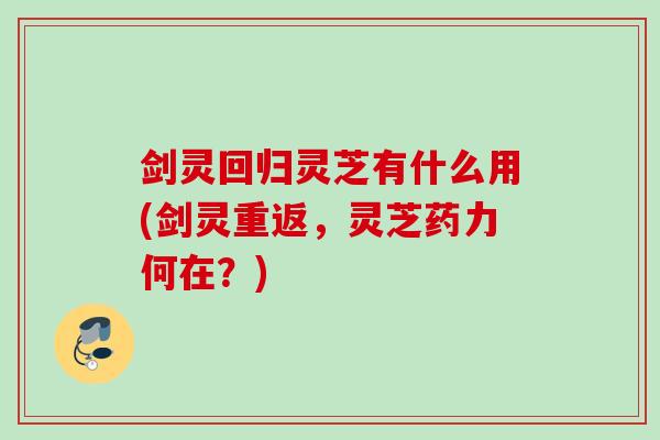 剑灵回归灵芝有什么用(剑灵重返，灵芝药力何在？)