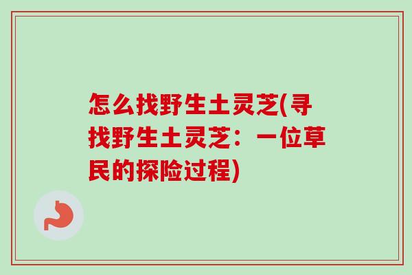 怎么找野生土灵芝(寻找野生土灵芝：一位草民的探险过程)