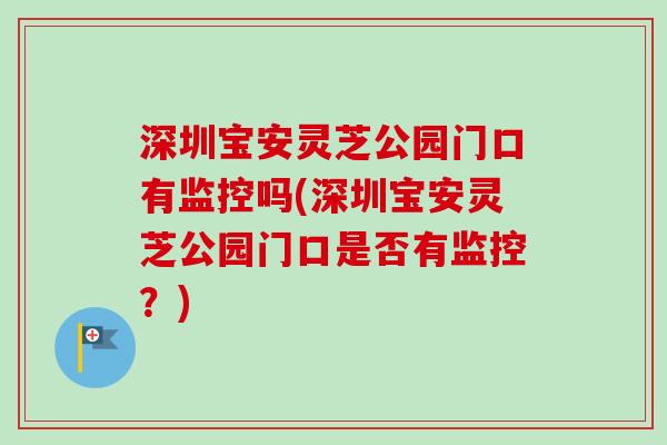 深圳宝安灵芝公园门口有监控吗(深圳宝安灵芝公园门口是否有监控？)