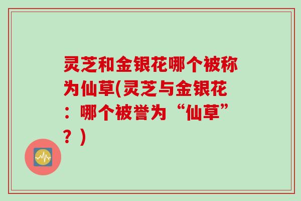 灵芝和金银花哪个被称为仙草(灵芝与金银花：哪个被誉为“仙草”？)