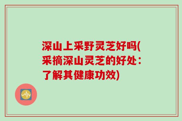 深山上采野灵芝好吗(采摘深山灵芝的好处：了解其健康功效)