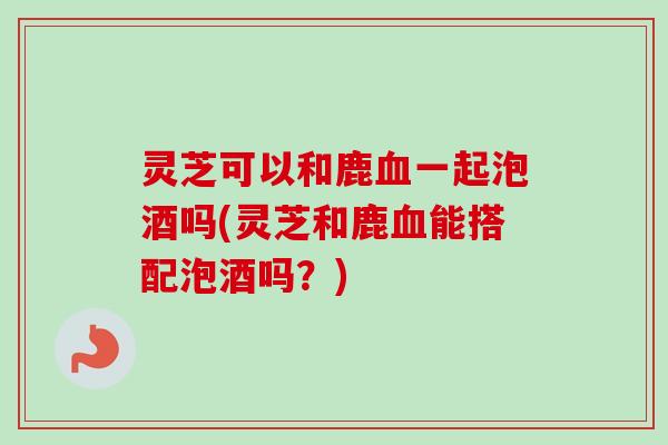 灵芝可以和鹿血一起泡酒吗(灵芝和鹿血能搭配泡酒吗？)