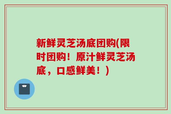 新鲜灵芝汤底团购(限时团购！原汁鲜灵芝汤底，口感鲜美！)