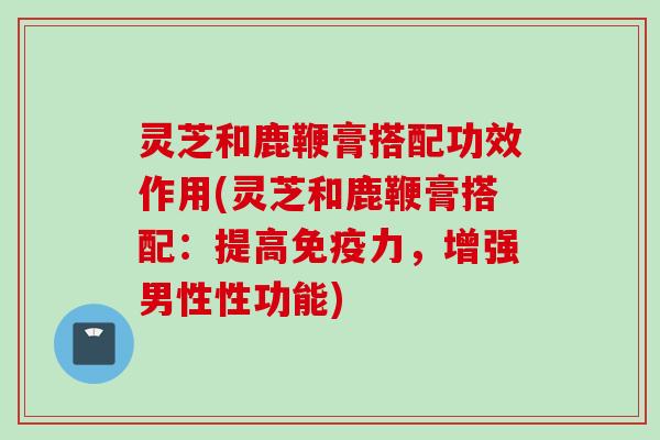灵芝和鹿鞭膏搭配功效作用(灵芝和鹿鞭膏搭配：提高免疫力，增强男性性功能)