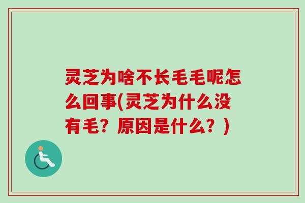 灵芝为啥不长毛毛呢怎么回事(灵芝为什么没有毛？原因是什么？)