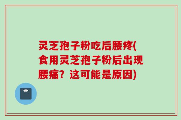 灵芝孢子粉吃后腰疼(食用灵芝孢子粉后出现腰痛？这可能是原因)