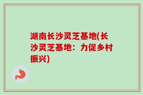 湖南长沙灵芝基地(长沙灵芝基地：力促乡村振兴)