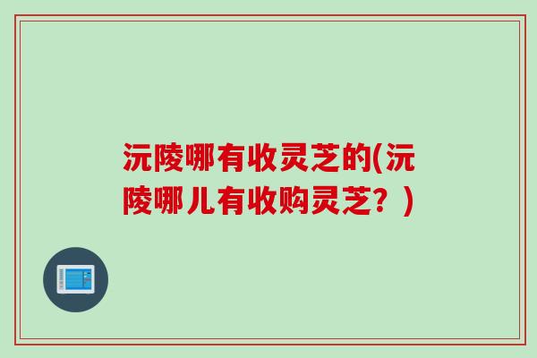 沅陵哪有收灵芝的(沅陵哪儿有收购灵芝？)