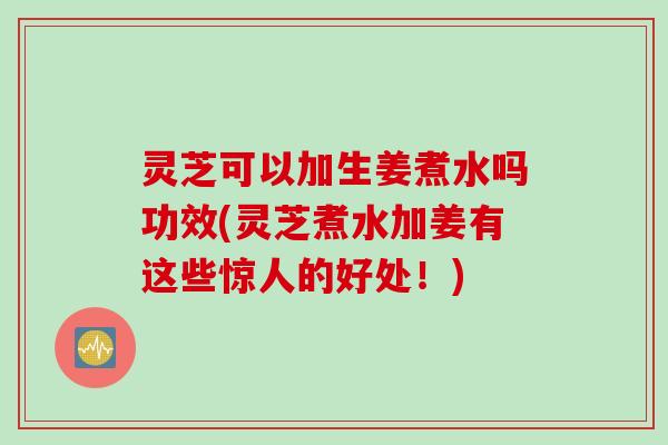 灵芝可以加生姜煮水吗功效(灵芝煮水加姜有这些惊人的好处！)
