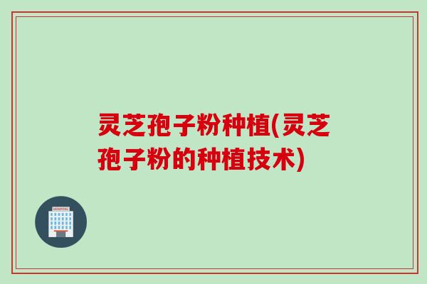 灵芝孢子粉种植(灵芝孢子粉的种植技术)