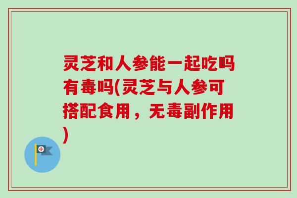 灵芝和人参能一起吃吗有毒吗(灵芝与人参可搭配食用，无毒副作用)