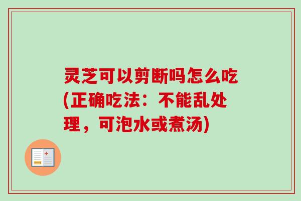 灵芝可以剪断吗怎么吃(正确吃法：不能乱处理，可泡水或煮汤)