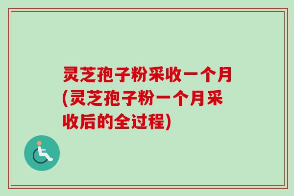 灵芝孢子粉采收一个月(灵芝孢子粉一个月采收后的全过程)