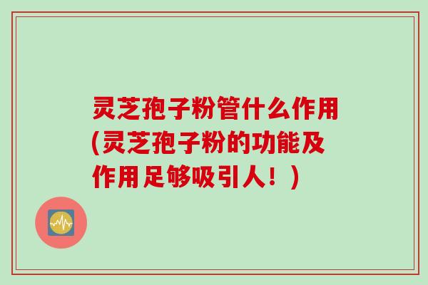 灵芝孢子粉管什么作用(灵芝孢子粉的功能及作用足够吸引人！)