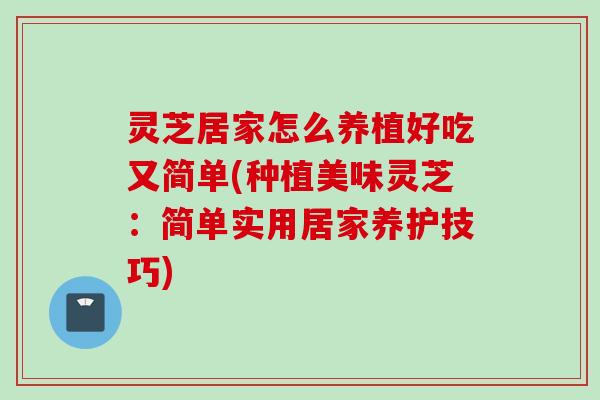灵芝居家怎么养植好吃又简单(种植美味灵芝：简单实用居家养护技巧)