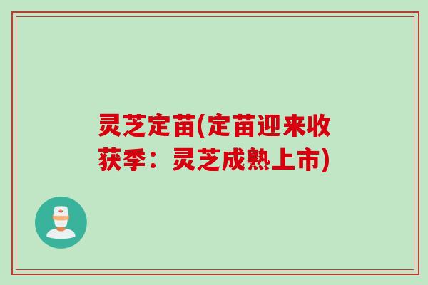 灵芝定苗(定苗迎来收获季：灵芝成熟上市)