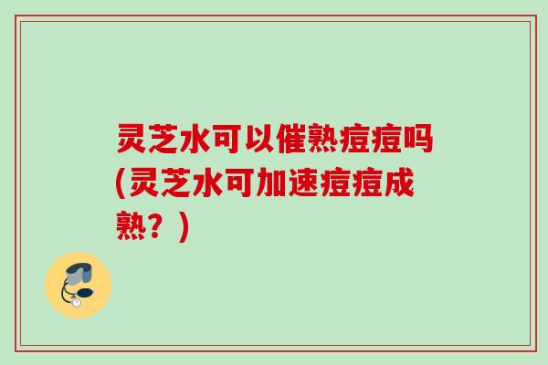 灵芝水可以催熟痘痘吗(灵芝水可加速痘痘成熟？)