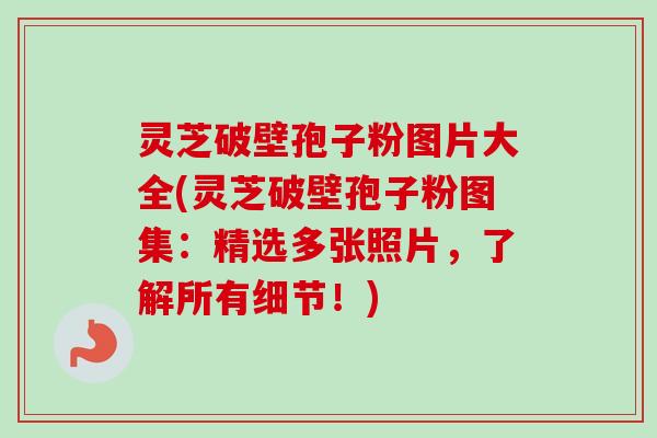 灵芝破壁孢子粉图片大全(灵芝破壁孢子粉图集：精选多张照片，了解所有细节！)