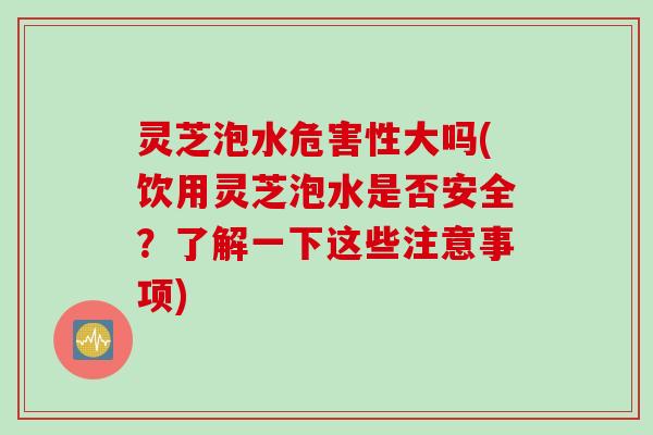 灵芝泡水危害性大吗(饮用灵芝泡水是否安全?了解一下这些注意事项) 灵芝泡水危害性大吗(饮用灵芝泡水是否安全?了解一下这些注意事项)