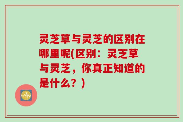 灵芝草与灵芝的区别在哪里呢(区别：灵芝草与灵芝，你真正知道的是什么？)