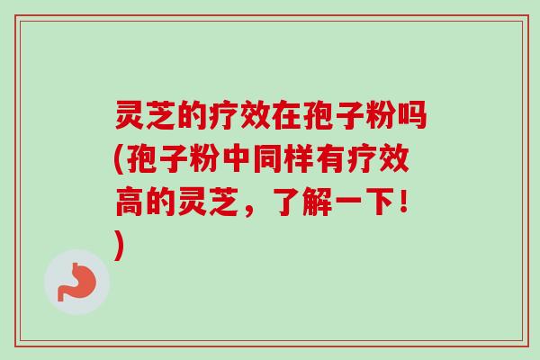 灵芝的疗效在孢子粉吗(孢子粉中同样有疗效高的灵芝，了解一下！)